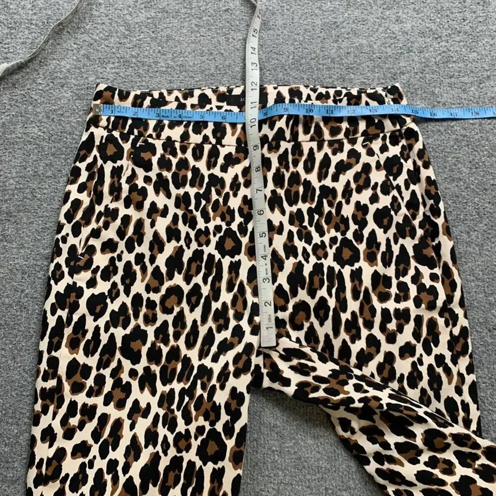J Crew Pants Womens 4 Multi Cotton Blend Remi Leopard Print High Rise Cropped